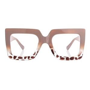 Oversized Square Blue Light Computer Eyewear Non-Prescription Brown